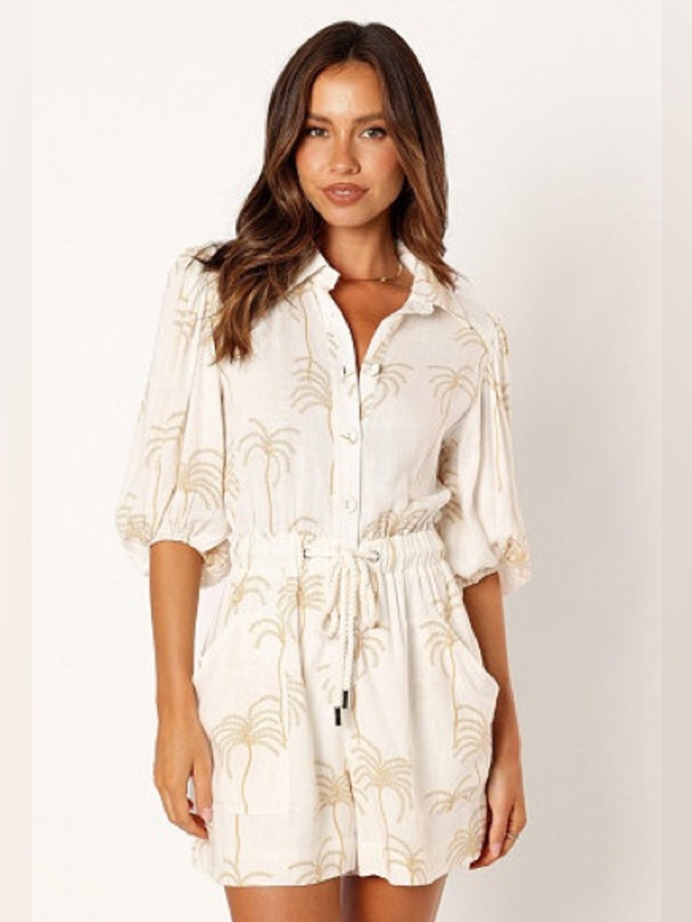 Gina Palm Print Romper size medium